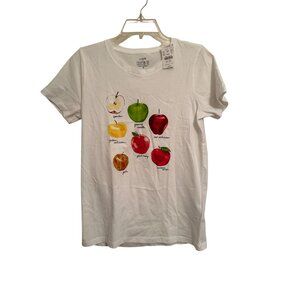 J.Crew Collector Tee Womens White Apple Print Crewneck T-Shirt Casual Fruits S